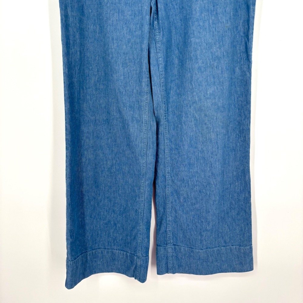 Pilcro Anthropologie High Waisted Wide Leg Chambray Trouser Jeans Sz 28 Linen - Picture 8 of 13